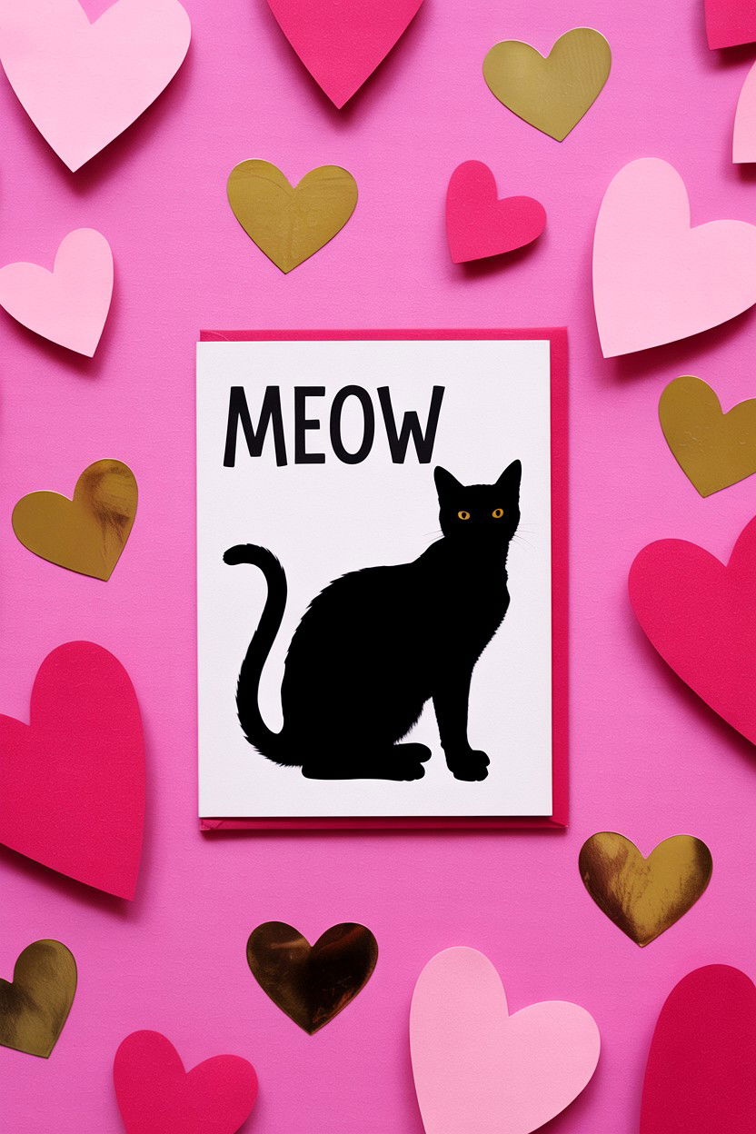 Meow Valentine Card - 25 Valentine's Day Pet Card Ideas