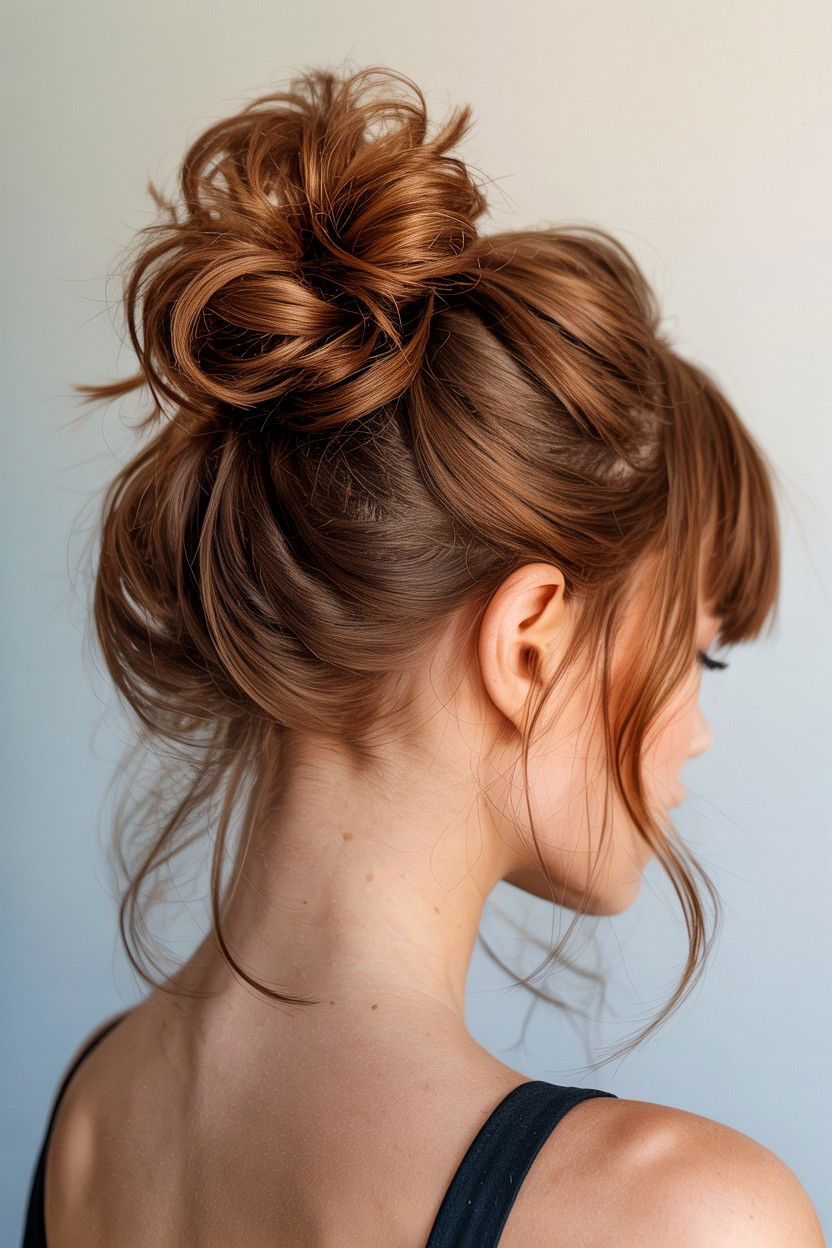 Messy Bun With Face Framing Layers - 25 Valentine's Day Messy Bun Ideas