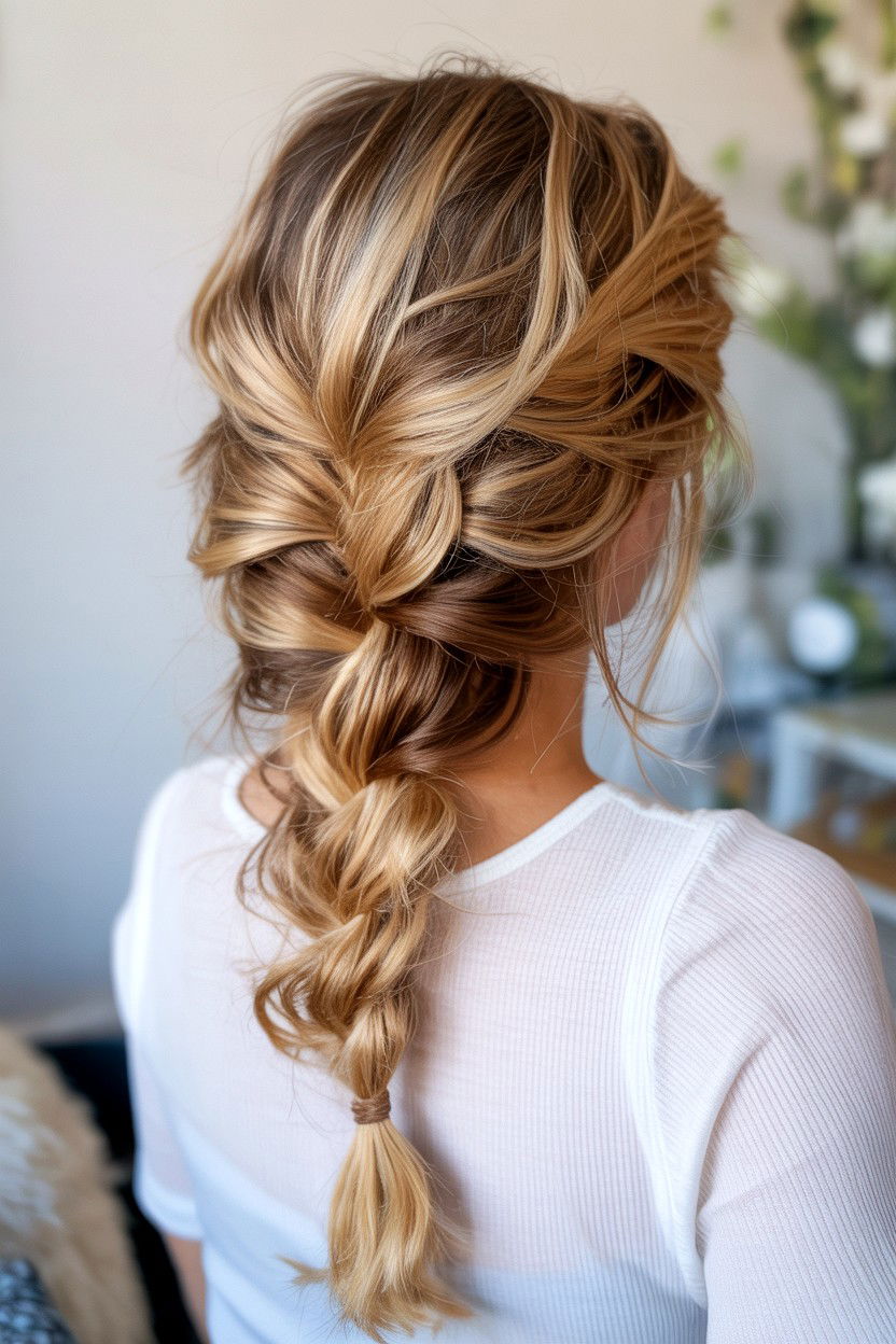 Messy fishtail braid - 25 Valentine's Day Fishtail Braid Ideas