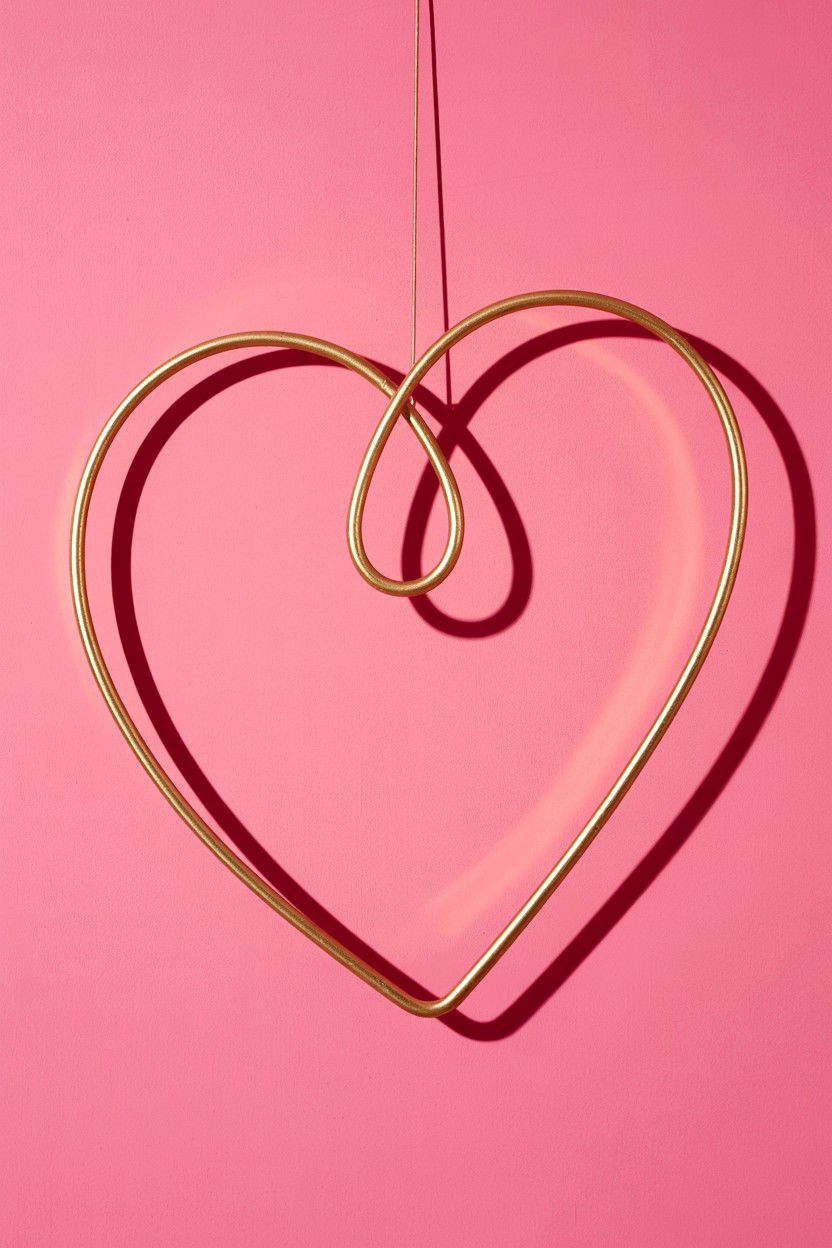 Metal Wire Heart Wall Art - 25 Valentine's Day Heart Sign Ideas