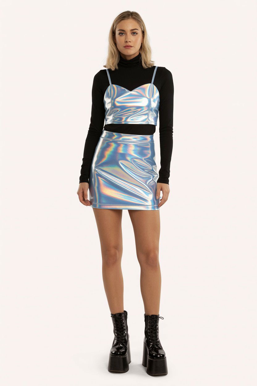 Metallic Mini Skirt - 25 Valentine's Day Y2K Outfits