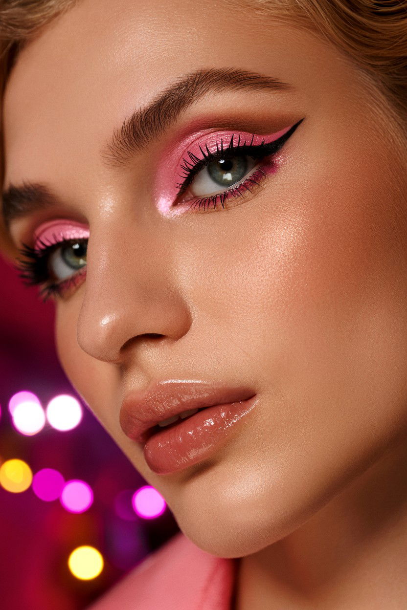 Metallic Pink Liner - 25 Coquette Valentine's Day Makeup Ideas
