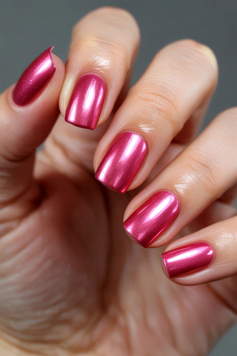 Metallic Pink Nails - 25 Minimalist Valentine's Day Nails