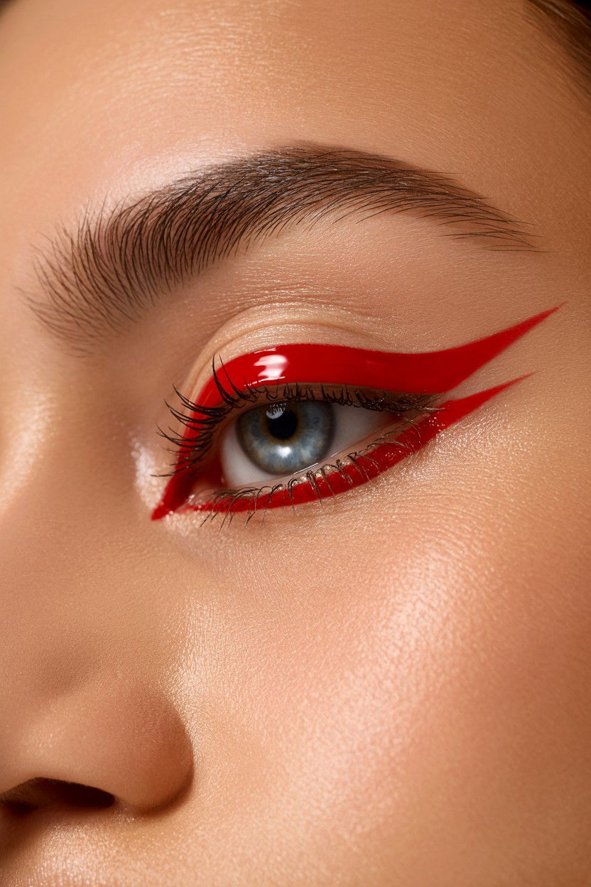 Metallic Red Eyeliner - 25 Valentine's Day Graphic Liner Ideas