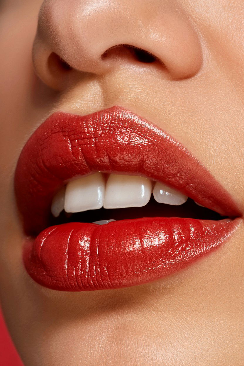 Metallic Red Lipstick - 25 Red Lip Valentine's Day Looks