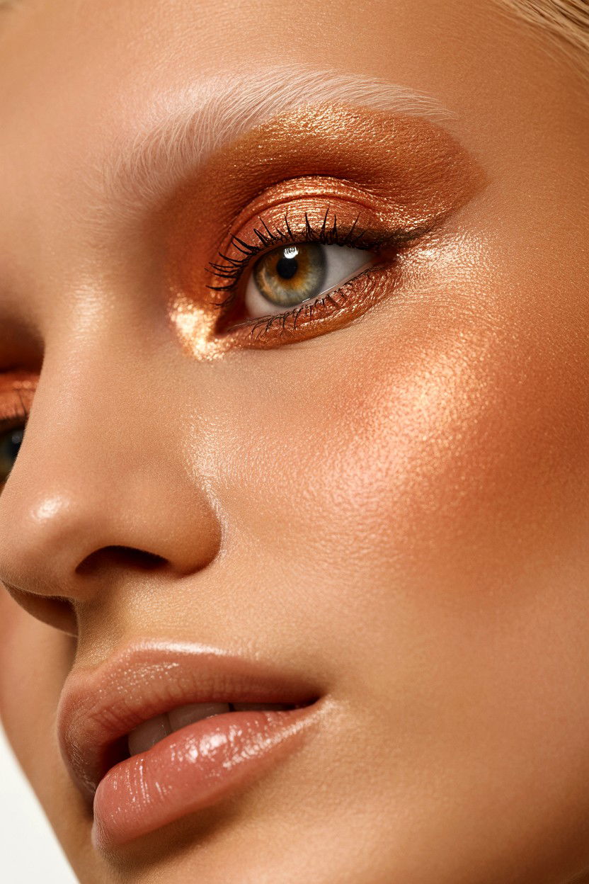 Metallic Rose Gold Eyeshadow - 25 Editorial Valentine's Day Makeup