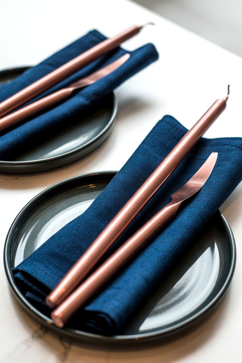 Metallic Rose Gold Taper Candles - 25 Valentine's Day Taper Candle Ideas