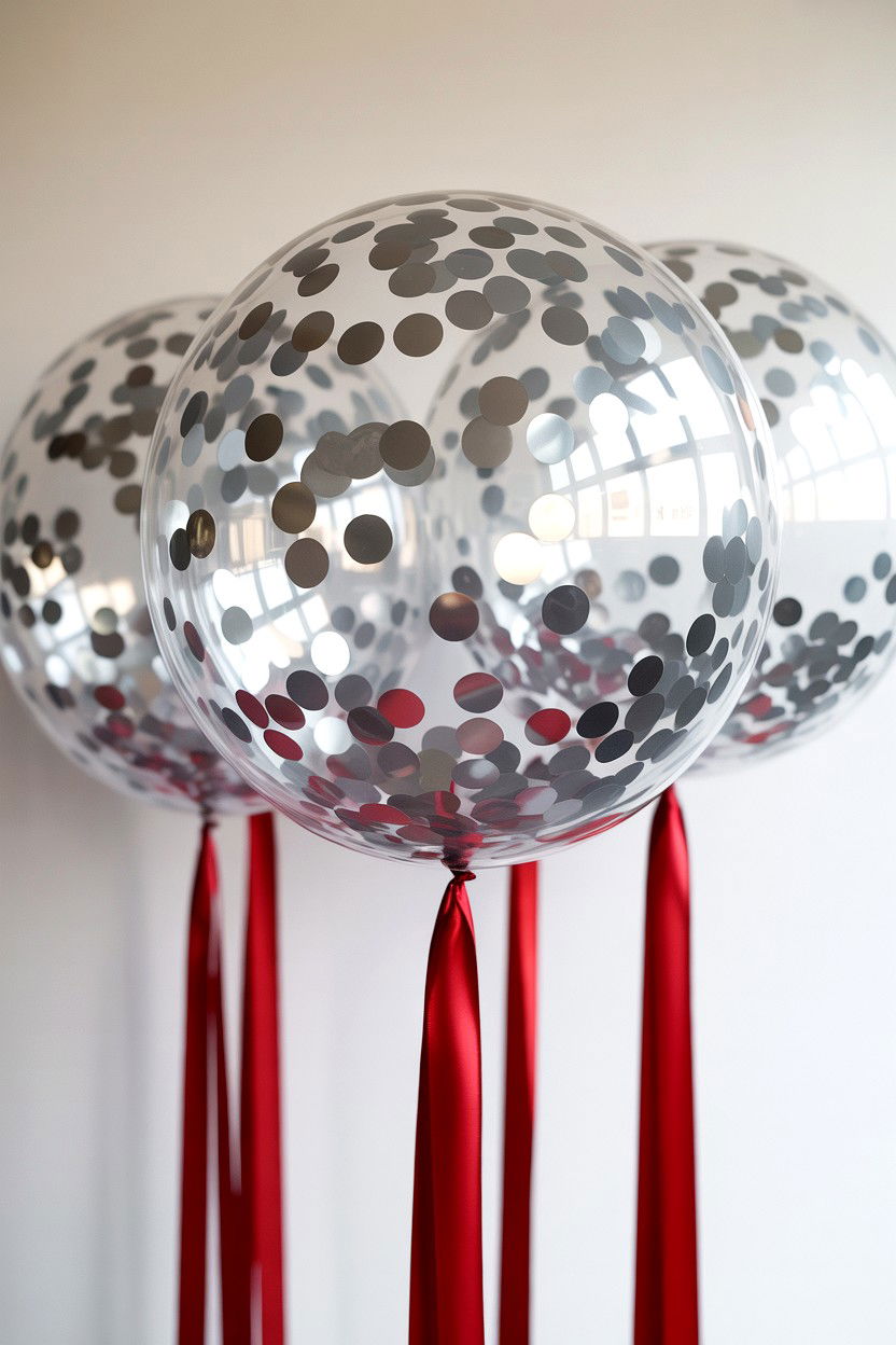 Metallic Silver Confetti Balloon - 25 Valentine's Day Confetti Balloon Ideas
