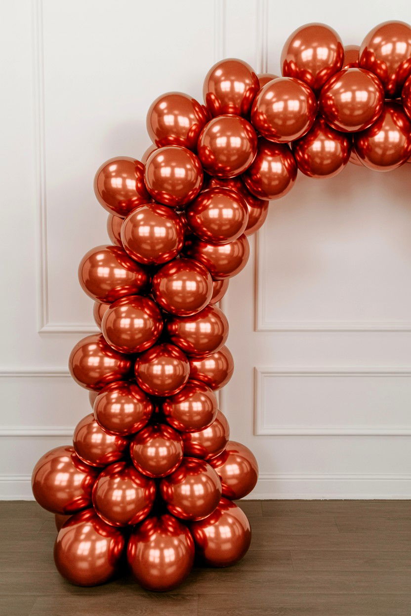 Metallic red balloon arch - 25 Valentine's Day Balloon Arch Ideas