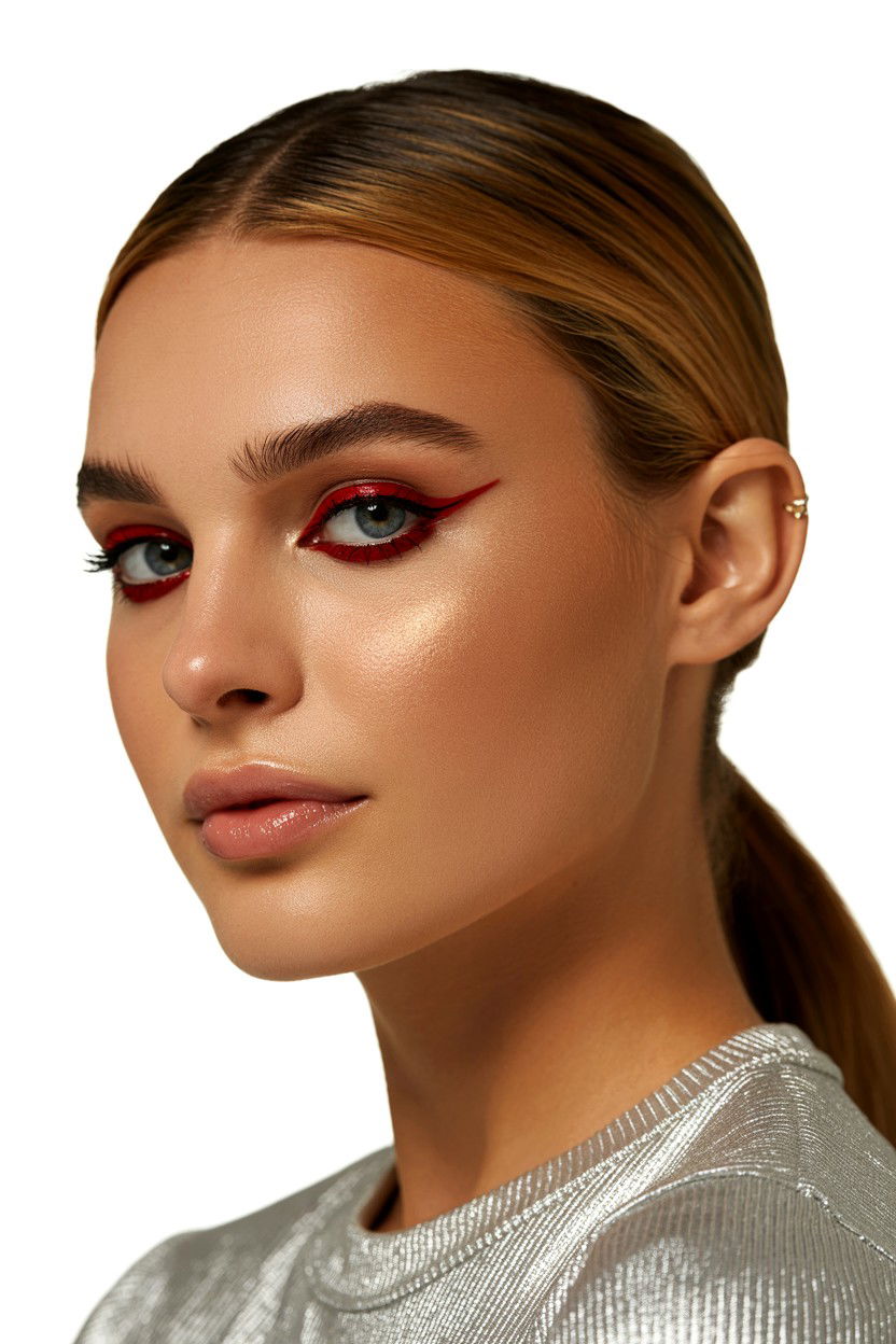 Metallic red eyeliner - 25 Valentine's Day Eyeliner Ideas