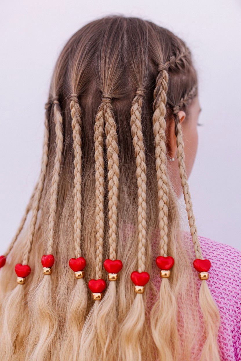 Micro Braids With Beads - 25 Valentine's Day Braided Hairstyles