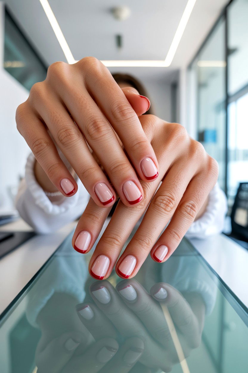 Micro French Tip Valentine - 25 French Tip Valentine's Day Nails