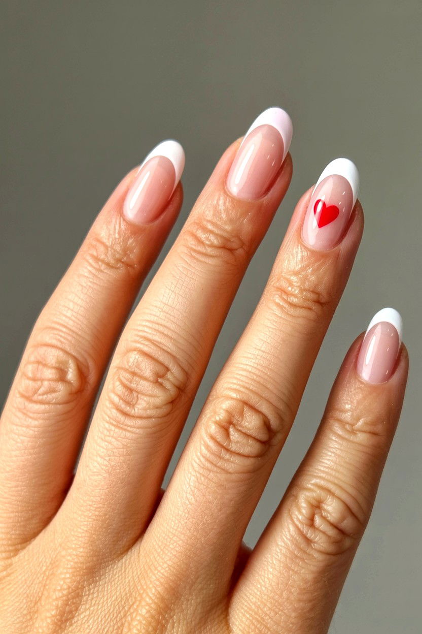 Micro Heart Accent Nail - 25 Minimalist Valentine's Day Nails