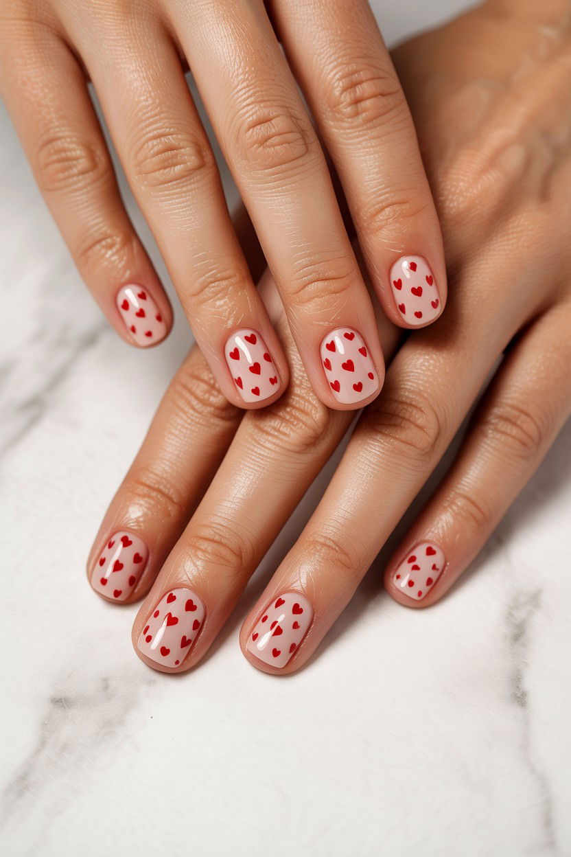 Micro heart nails - 25 Cute Valentine's Day Nail Designs