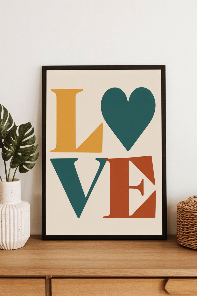 Mid century modern love - 25 Valentine's Day Art Print Ideas