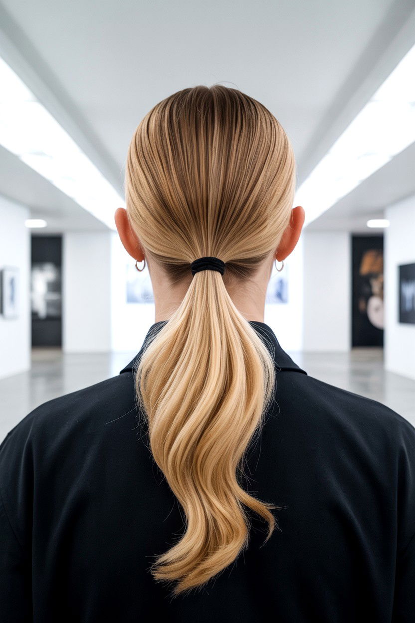 Middle Part Sleek Ponytail - 25 Valentine's Day Sleek Ponytail Ideas