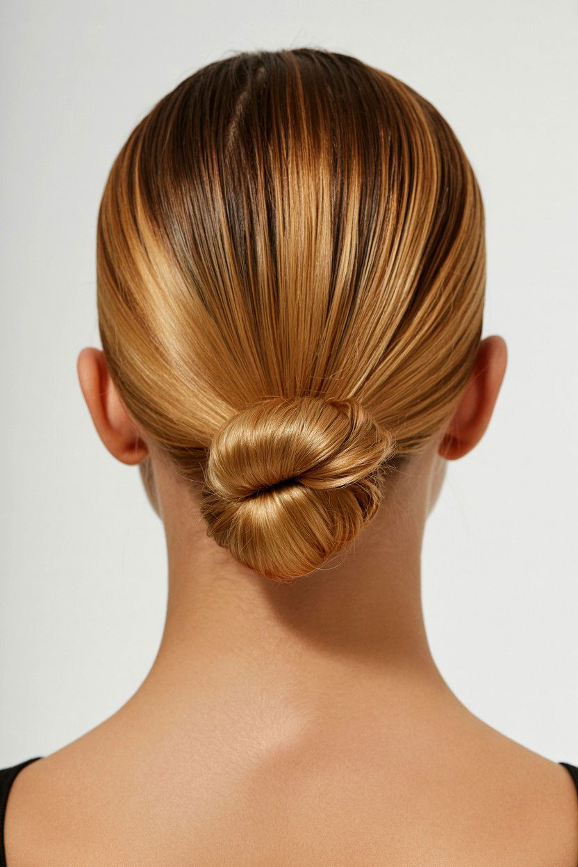 Middle part slick back bun - 25 Valentine's Day Slicked Back Hair Ideas