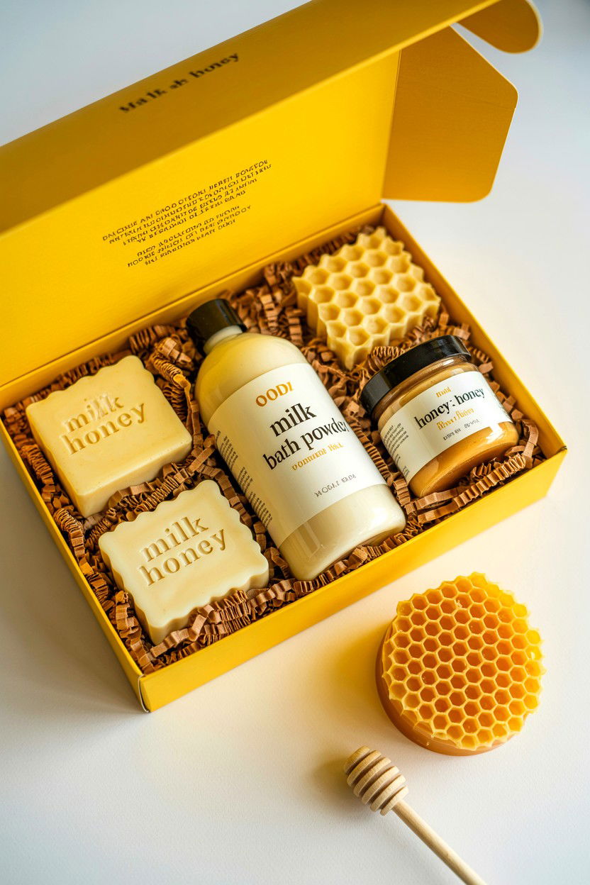 Milk And Honey Bath Box - 25 Valentine's Day Bath Gift Basket Ideas