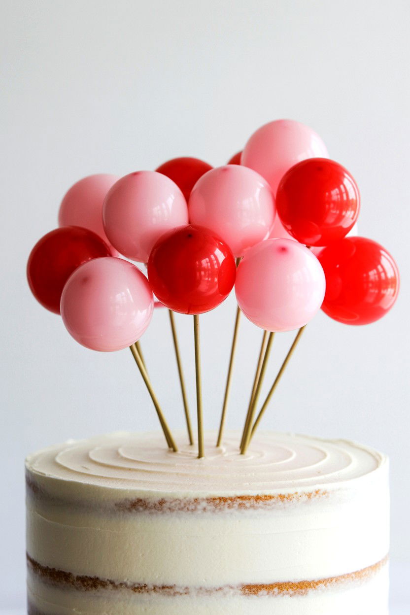 Mini Balloon Cake Topper - 25 Valentine's Day Balloon Bouquet Ideas
