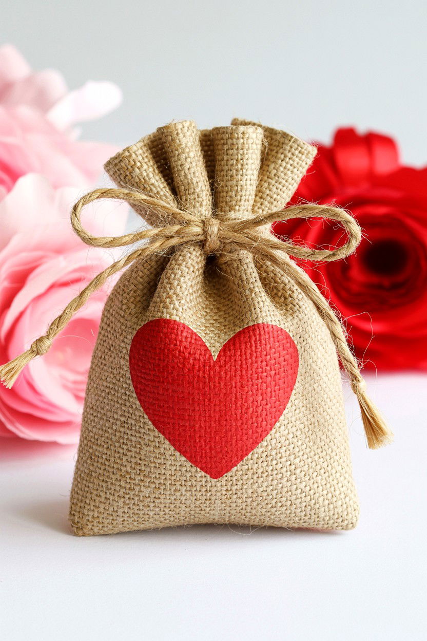 Mini Burlap Bag - 25 Valentine's Day Treat Bag Ideas