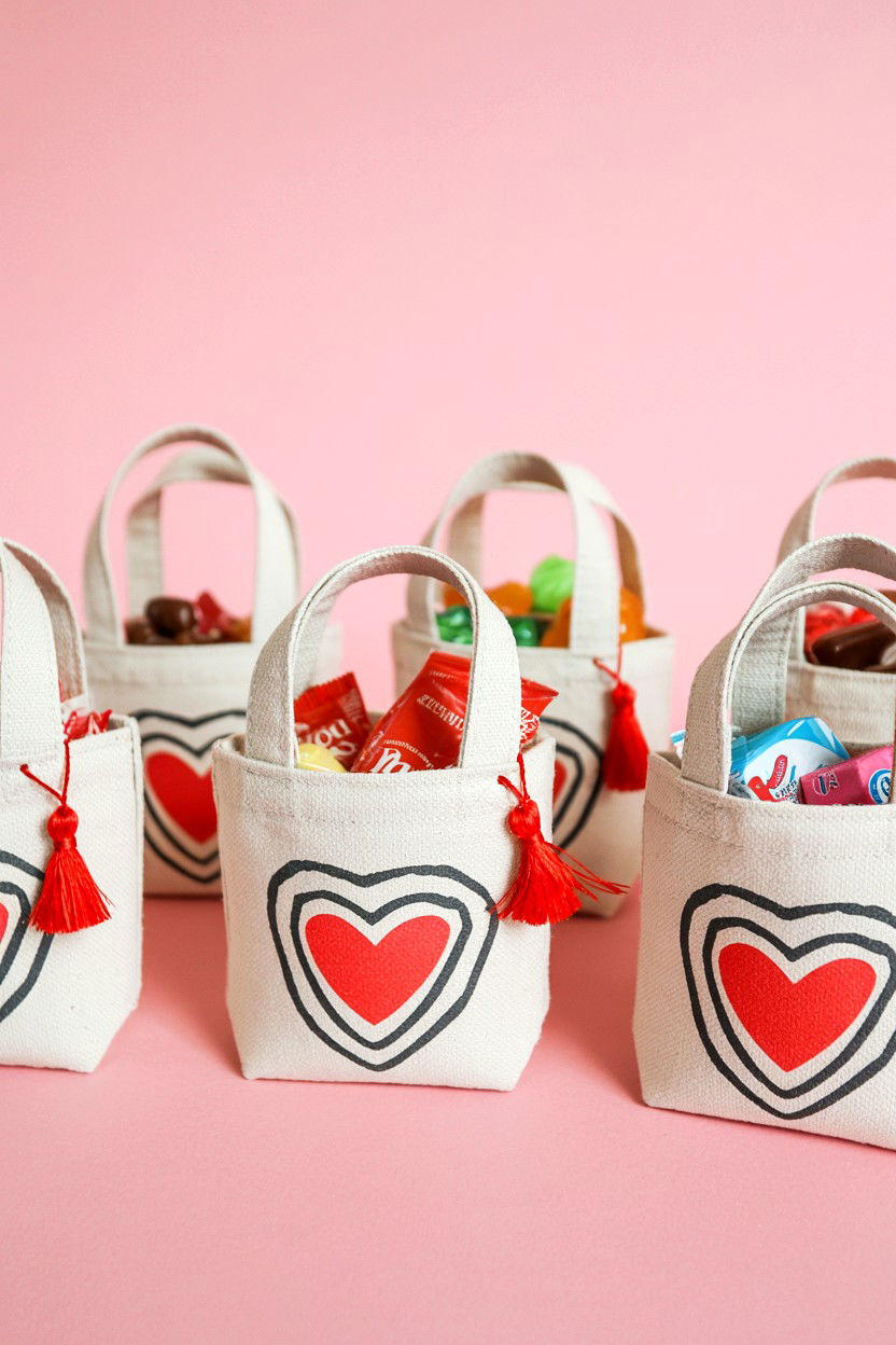 Mini Canvas Totes - 25 Valentine's Day Candy Bag Ideas