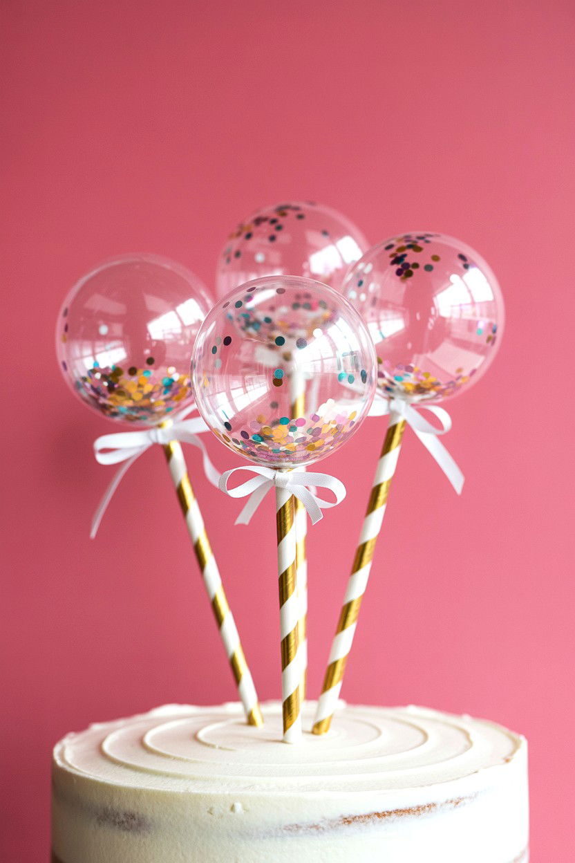 Mini Confetti Balloon Cake Topper - 25 Valentine's Day Confetti Balloon Ideas
