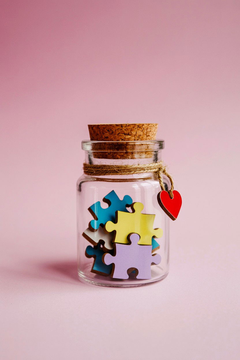 Mini Puzzle In Glass Jar - 25 Valentine's Day Puzzle Photo Ideas