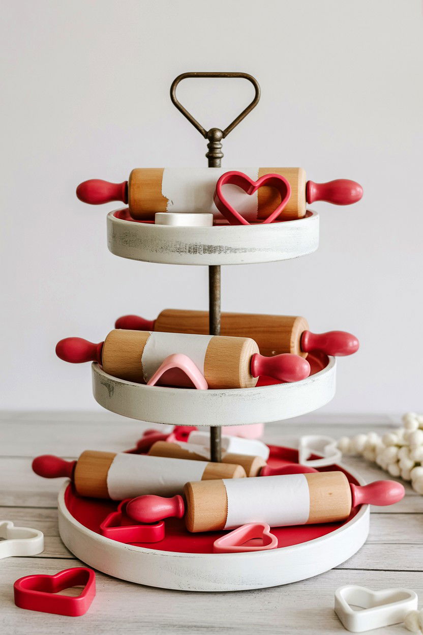 Mini Rolling Pin Tray - 25 Valentine's Day Tiered Tray Ideas