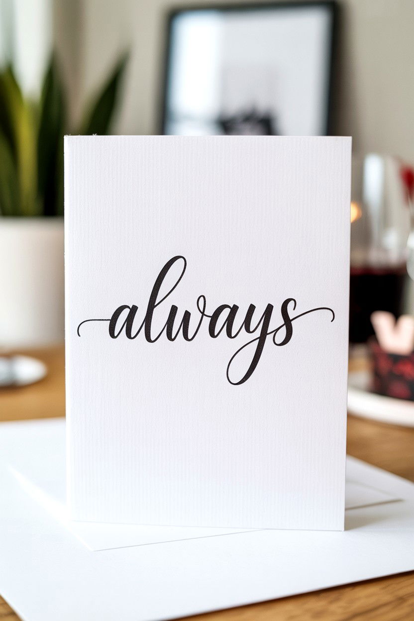 Minimalist Calligraphy Valentine - 25 Calligraphy Valentine's Day Card Ideas