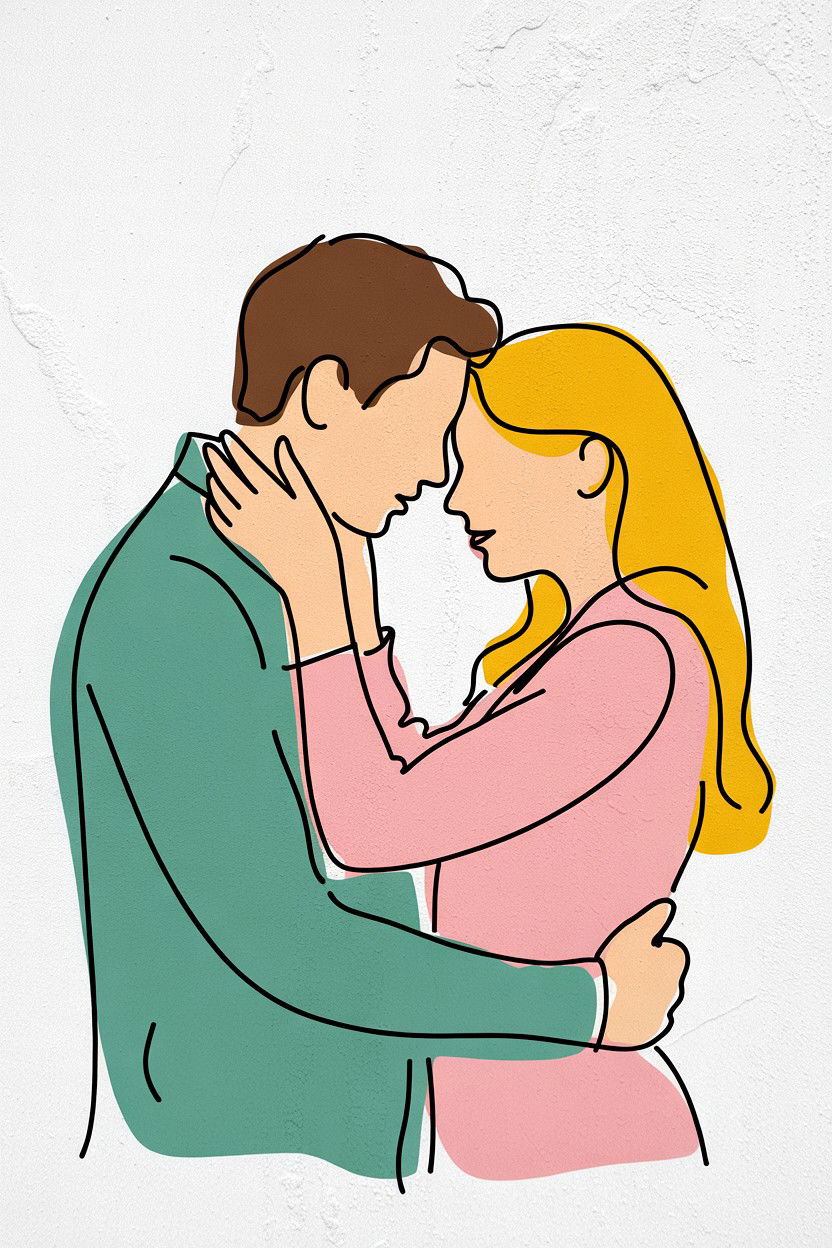 Minimalist Couple Line Art - 25 Valentine's Day Wall Art Ideas