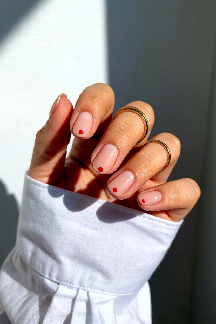 Minimalist Dot Nails - 25 Valentine's Day Almond Nail Ideas