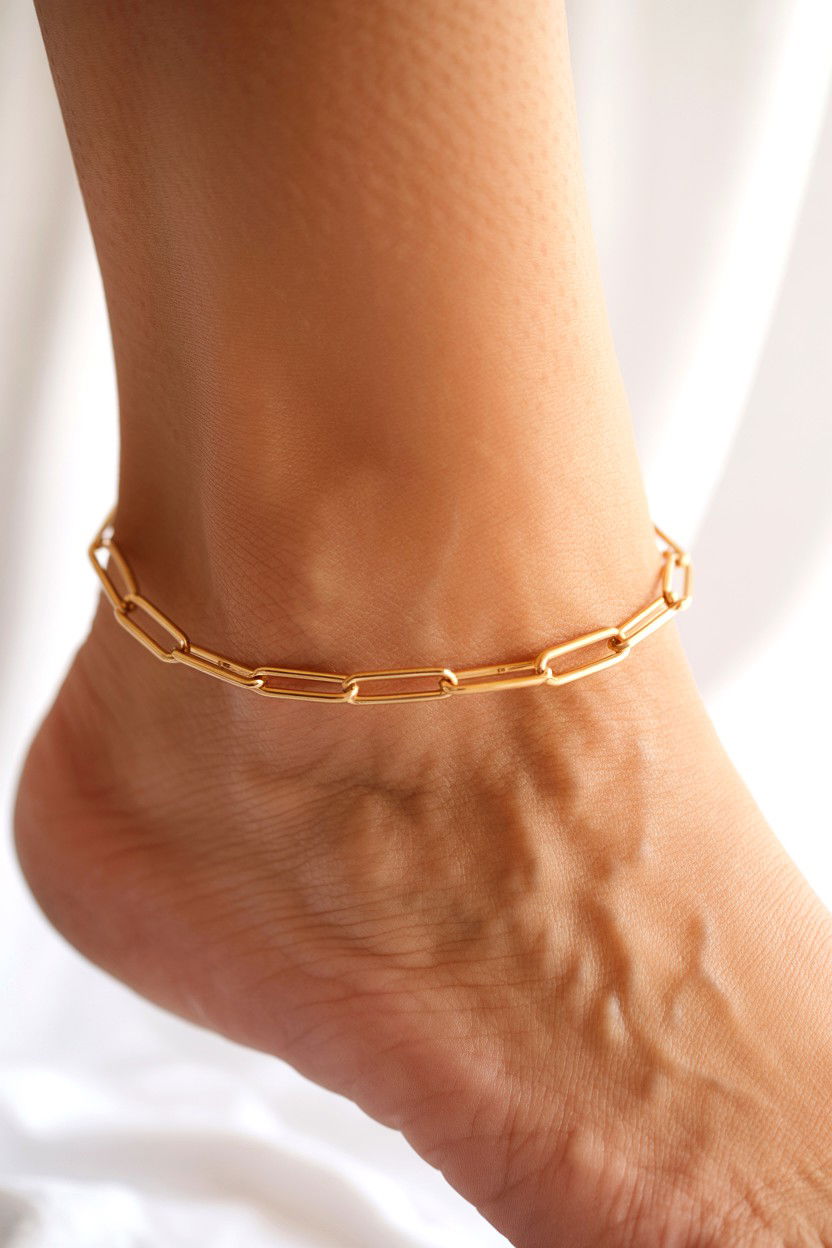 Minimalist Gold Chain Anklet - 25 Valentine's Day Anklet Ideas