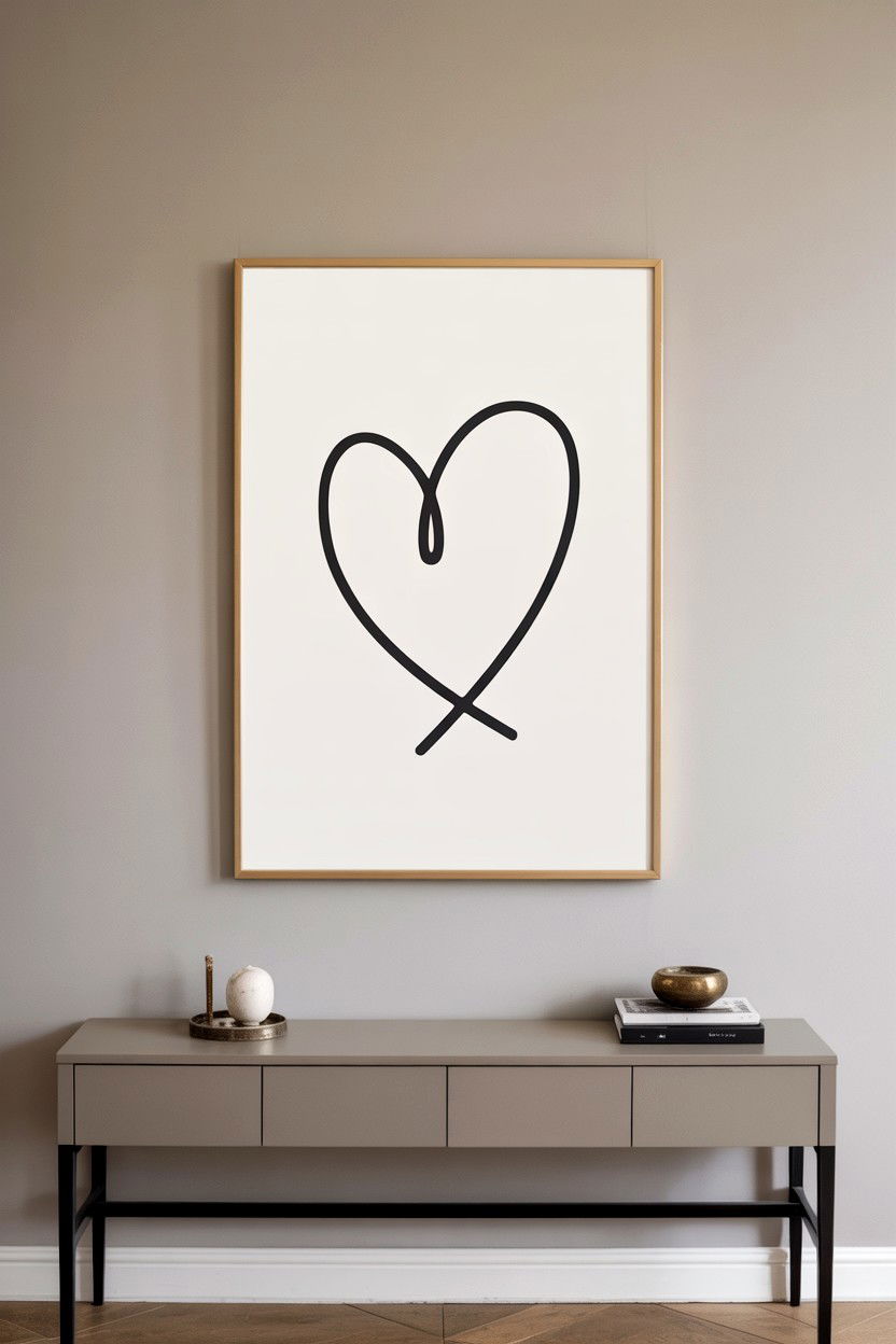 Minimalist Heart Wall Art - 25 Minimalist Valentine's Day Decor Ideas
