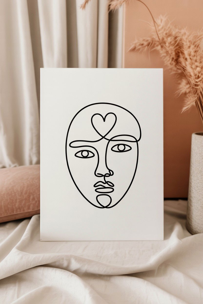 Minimalist Line Art - 25 Valentine's Day Canvas Art Ideas