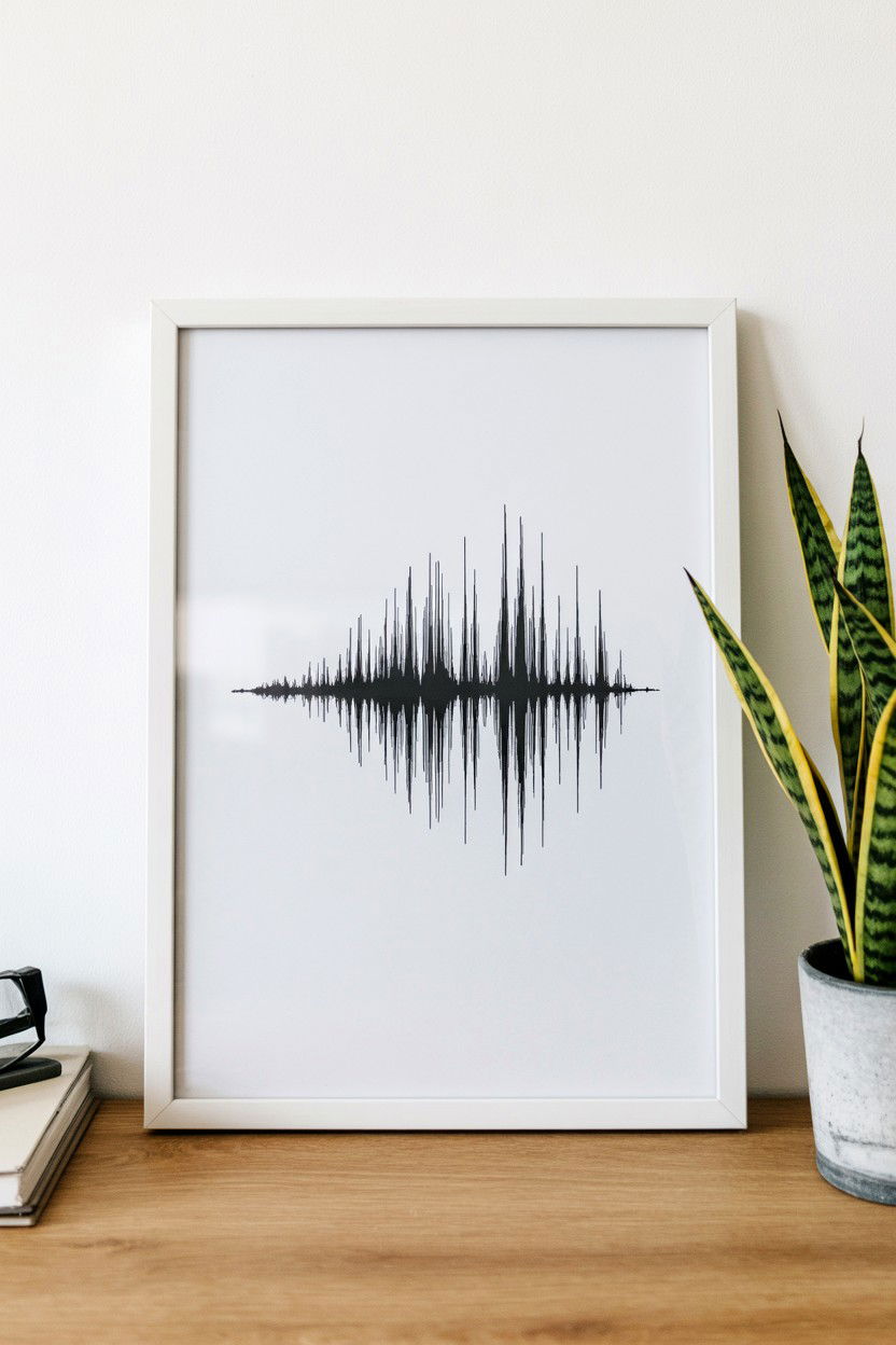 Minimalist Sound Wave Print - 25 Valentine's Day Sound Wave Art Ideas