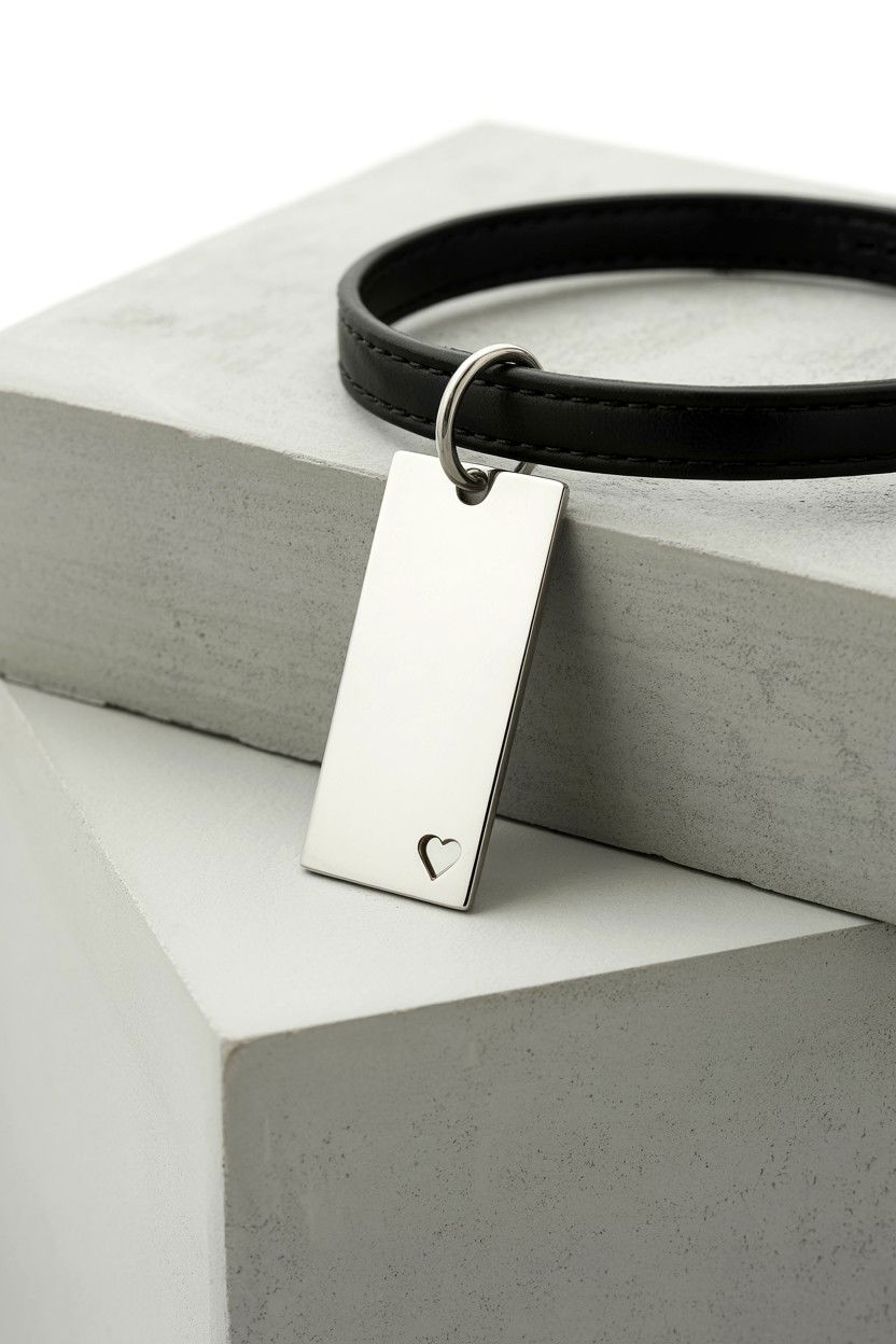 Minimalist Stainless Steel Tag - 25 Valentine's Day Pet Tag Ideas