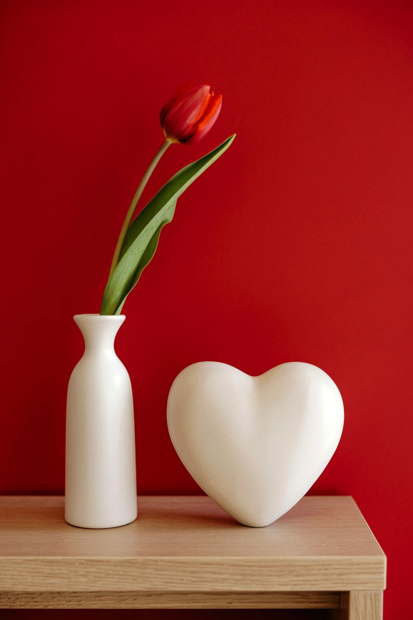 Minimalist Valentine Console - 25 Valentine's Day Console Table Ideas