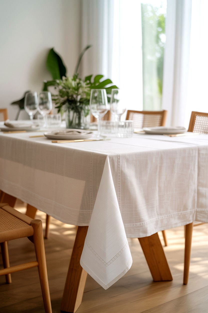 Minimalist White Tablecloth - 25 Modern Valentine's Day Table Ideas