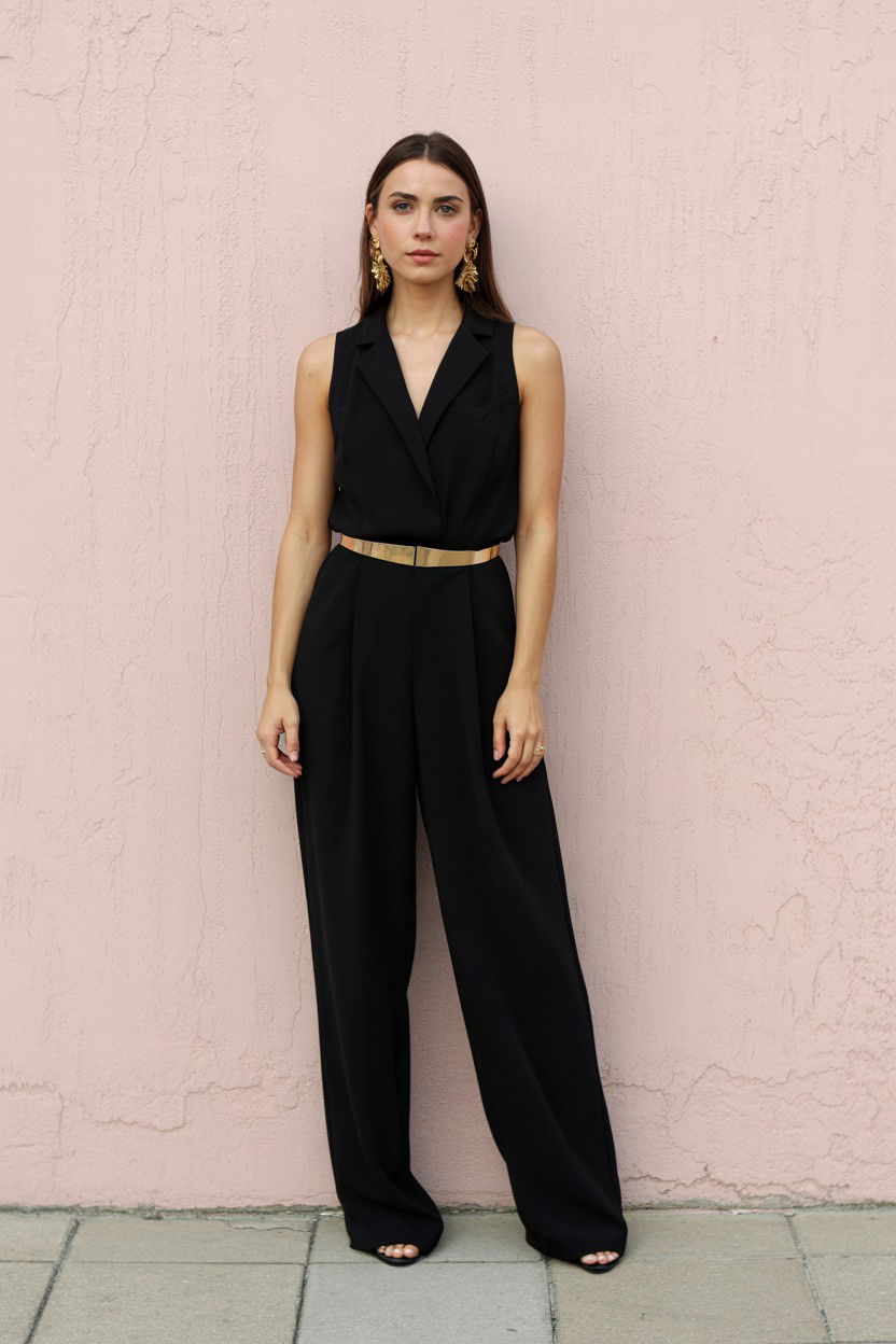 Minimalist black jumpsuit - 25 Valentine's Day Quiet Luxury Outfits