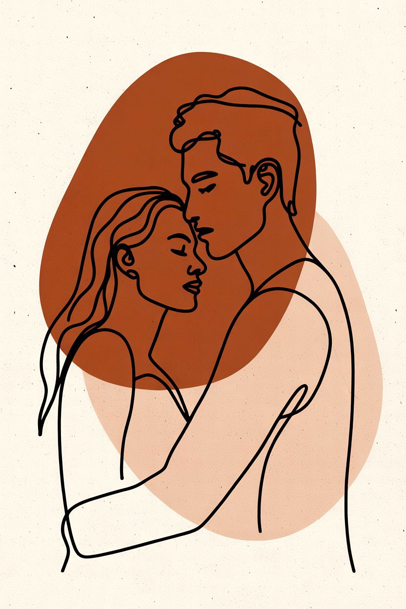 Minimalist line art couple - 25 Valentine's Day Art Print Ideas