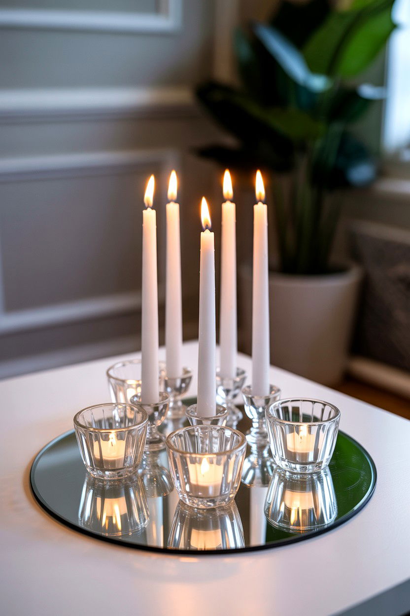 Mirror Candle Tray - 25 Valentine's Day Candle Display Ideas