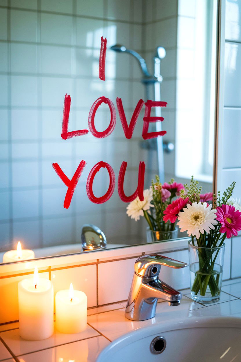 Mirror Messages - 25 Budget Valentine's Day Room Setup Ideas