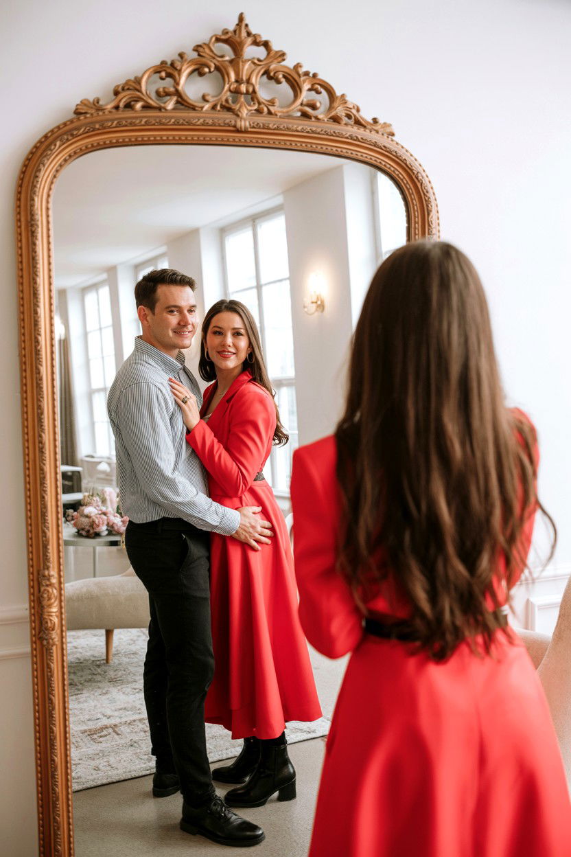 Mirror Selfie Couple - 25 Valentine's Day Candid Photo Ideas