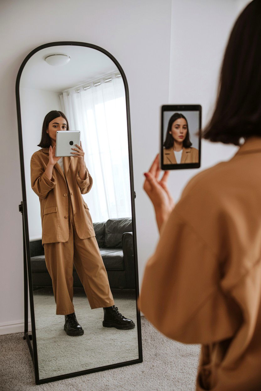 Mirror Selfie With Tablet - 25 Long Distance Valentine's Day Photo Ideas