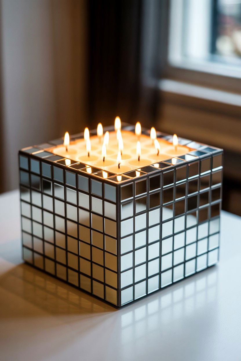 Mirror Tile Candle Box - 25 Valentine's Day Candle Holder Ideas