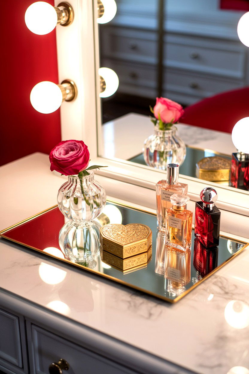 Mirror Tray - 25 Glam Valentine's Day Decor Ideas