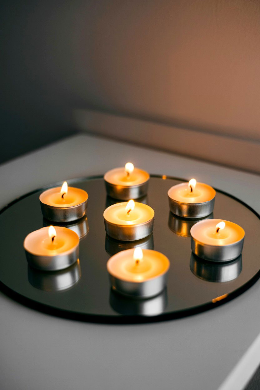 Mirror tea light tray - 25 Valentine's Day Tea Light Ideas