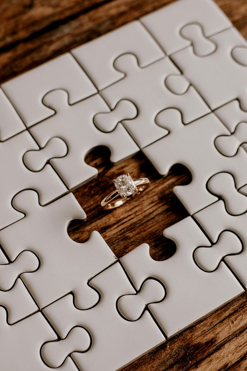 Missing Piece Engagement Photo - 25 Valentine's Day Puzzle Photo Ideas