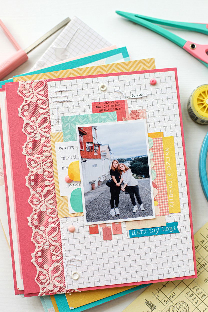 Mixed Media Scrapbook Page - 25 Valentine's Day Photo Collage Ideas