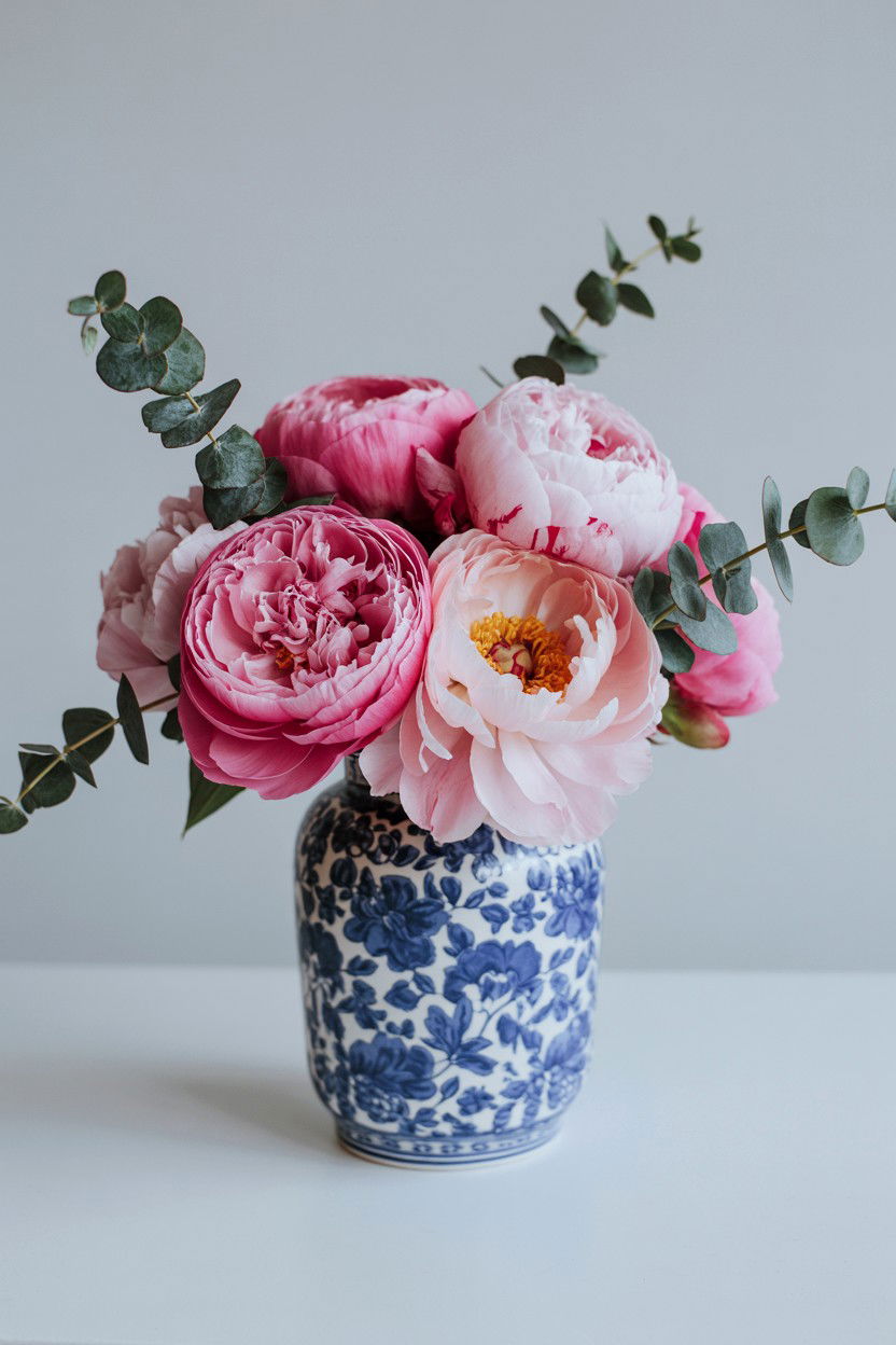 Mixed Pink Peony Arrangement - 25 Valentine's Day Flower Display Ideas
